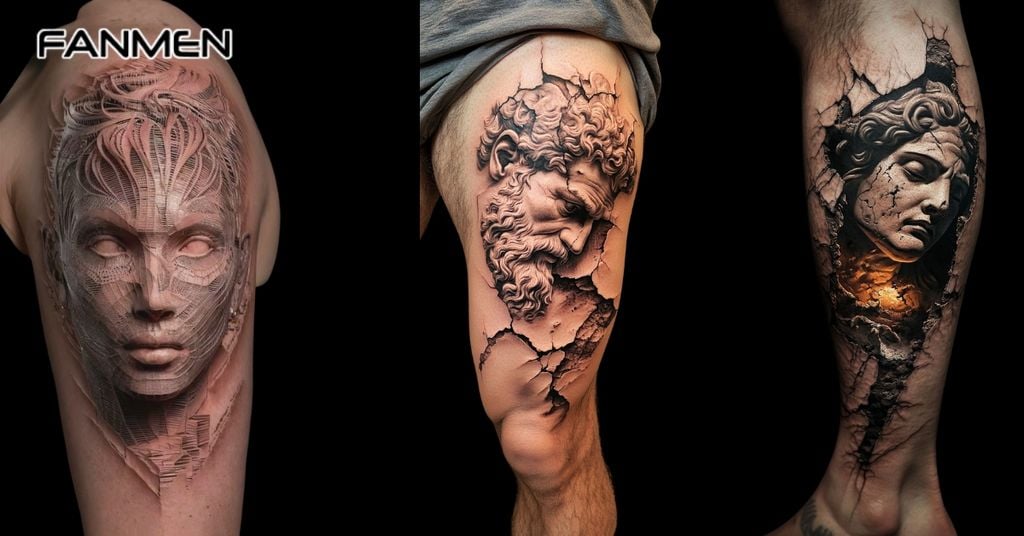 Hình xăm 3D nghệ thuật trừu tượng và ảo ảnh