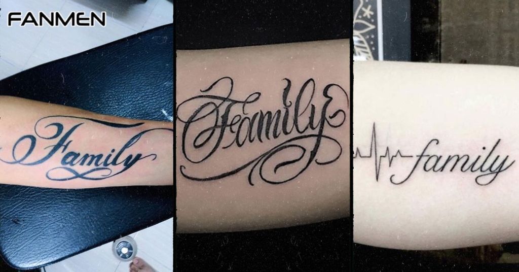 Hình xăm chữ family đẹp cho nam ở tay mẫu 1