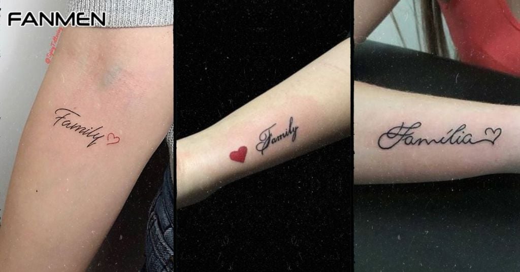 Hình xăm chữ family đẹp cho nam ở tay mẫu 2