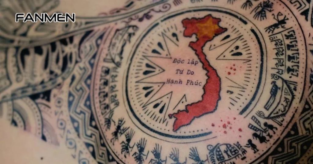 Hình Xăm Bản Đồ Việt Nam Kết Hợp Biểu Tượng 1