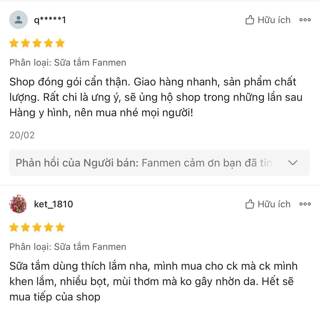 sữa tắm Fanmen có tốt không