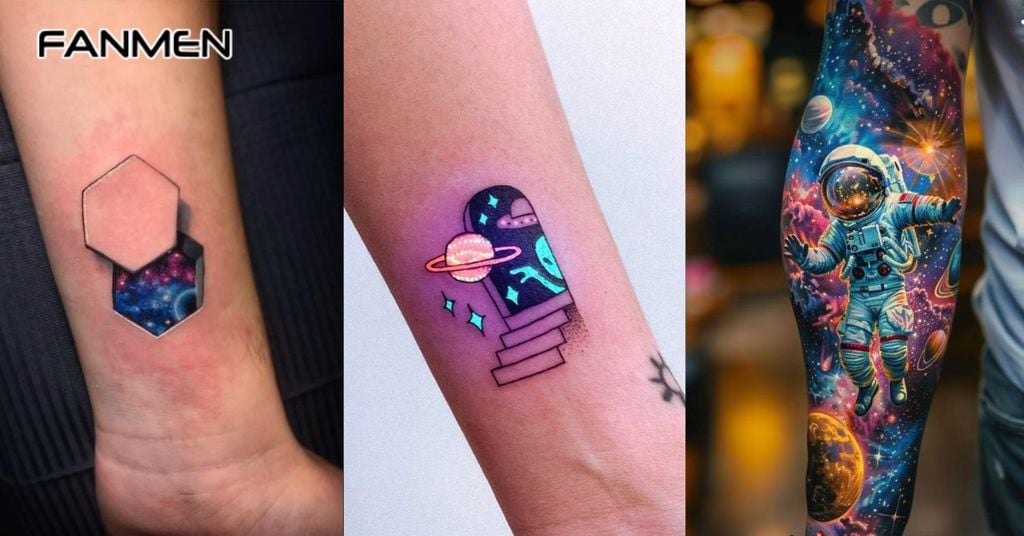 Hình xăm 3D phong cảnh, không gian vũ trụ