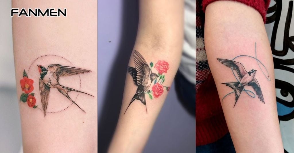 Hình Xăm Chim Én Kết Hợp Yếu Tố Khác 2