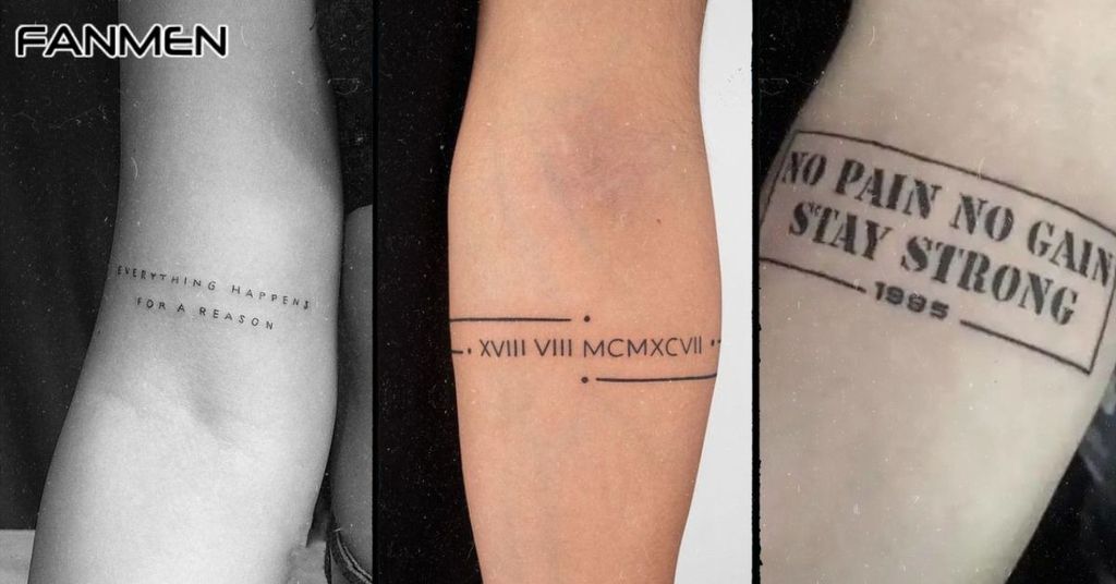 Hình xăm chữ đẹp cho nam ở bắp tay mẫu 1
