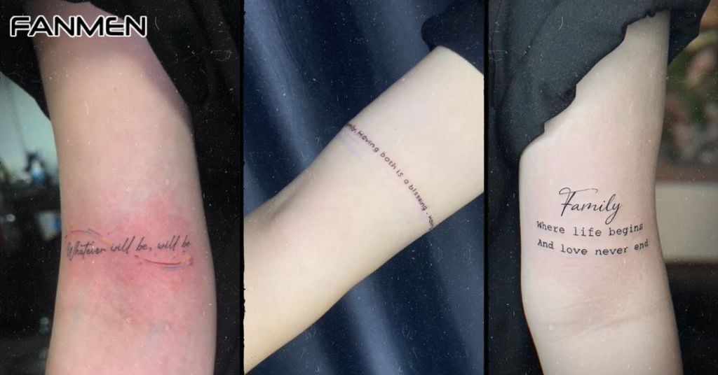 Hình xăm chữ đẹp cho nam ở bắp tay mẫu 6
