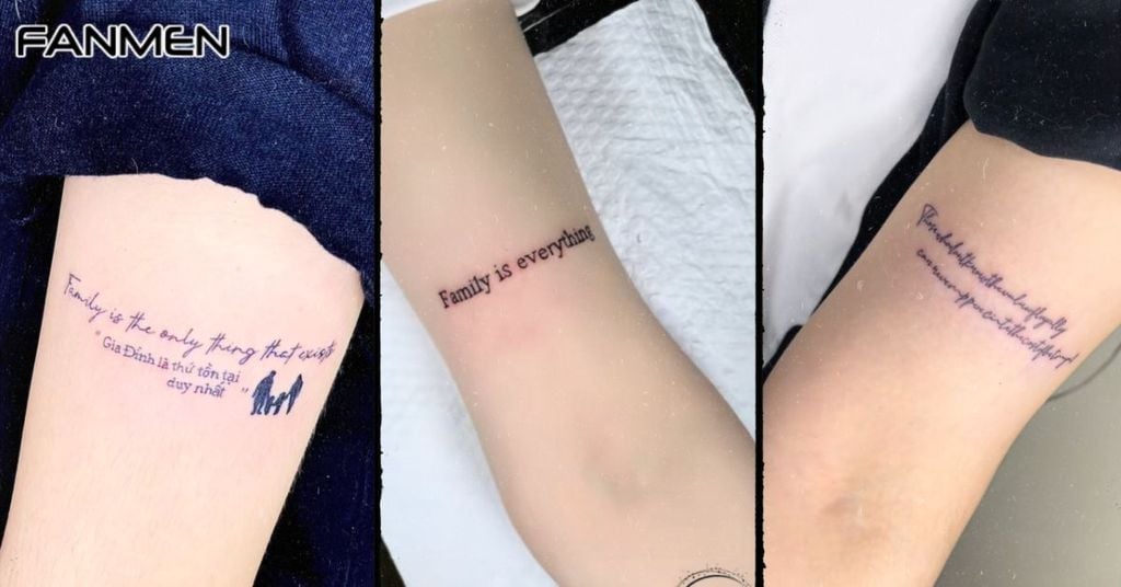 Hình xăm chữ đẹp cho nam ở bắp tay mẫu 7