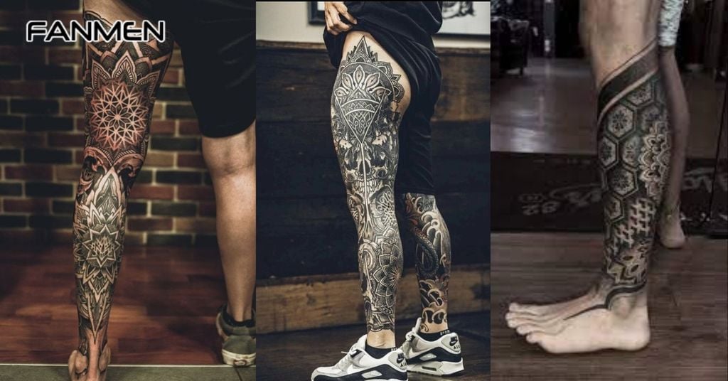 Hình Xăm Full Chân Phong Cách Hình Học 3