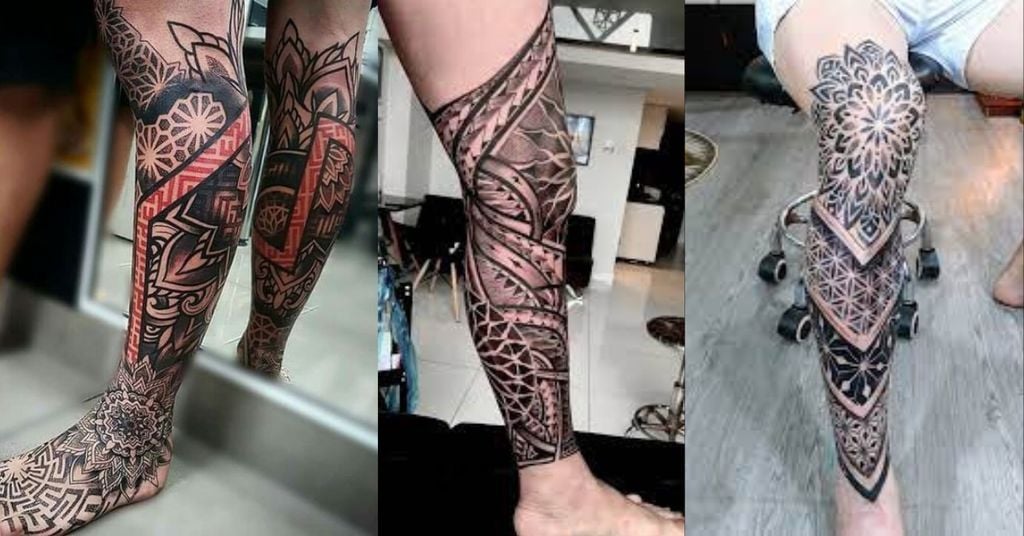 Hình Xăm Full Chân Phong Cách Hình Học 5