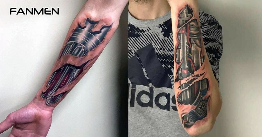 Hình xăm 3D cơ khí, robot độc đáo 6