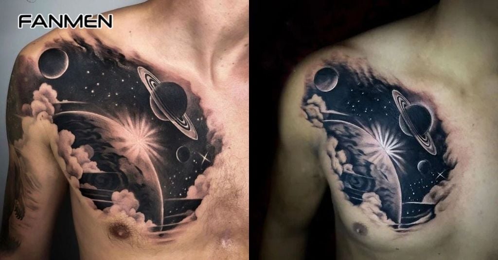 Hình xăm 3D phong cảnh, không gian vũ trụ 7
