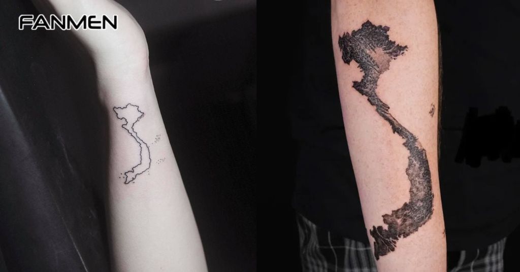 Hình xăm bản đồ Việt Nam đơn giản mẫu 3