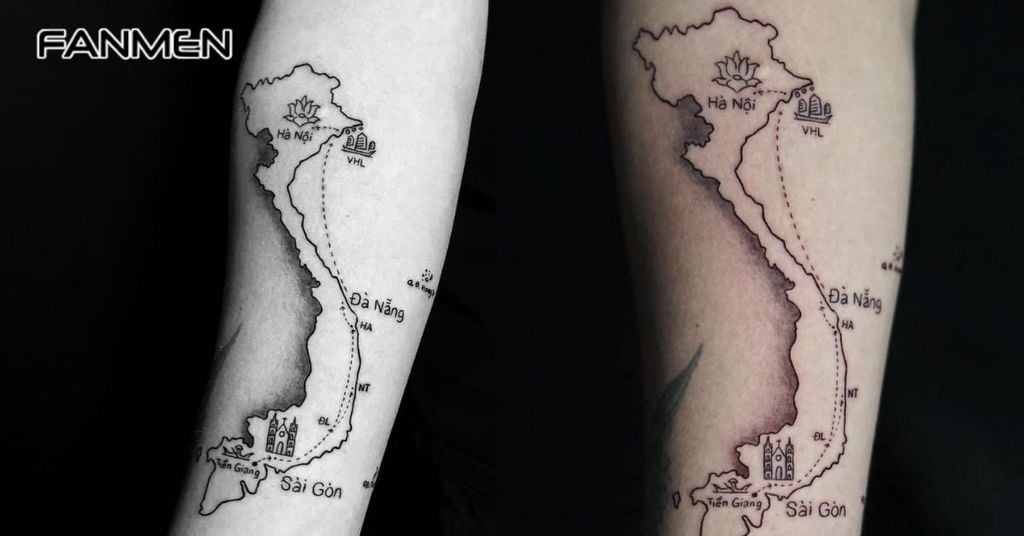 Hình xăm bản đồ Việt Nam đơn giản mẫu 4
