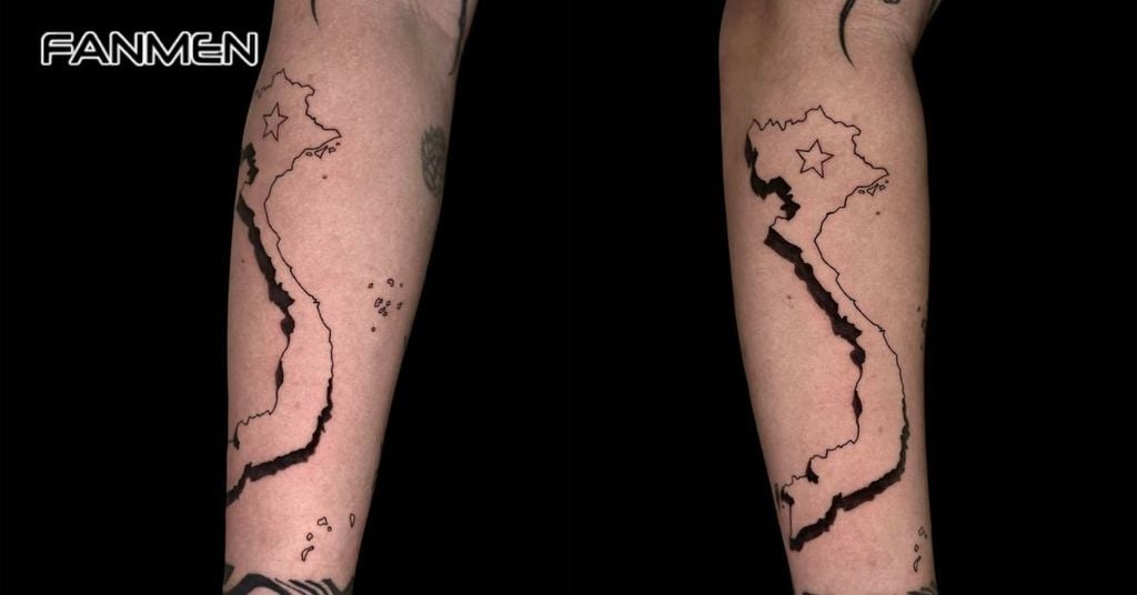 Hình xăm bản đồ Việt Nam đơn giản mẫu 5