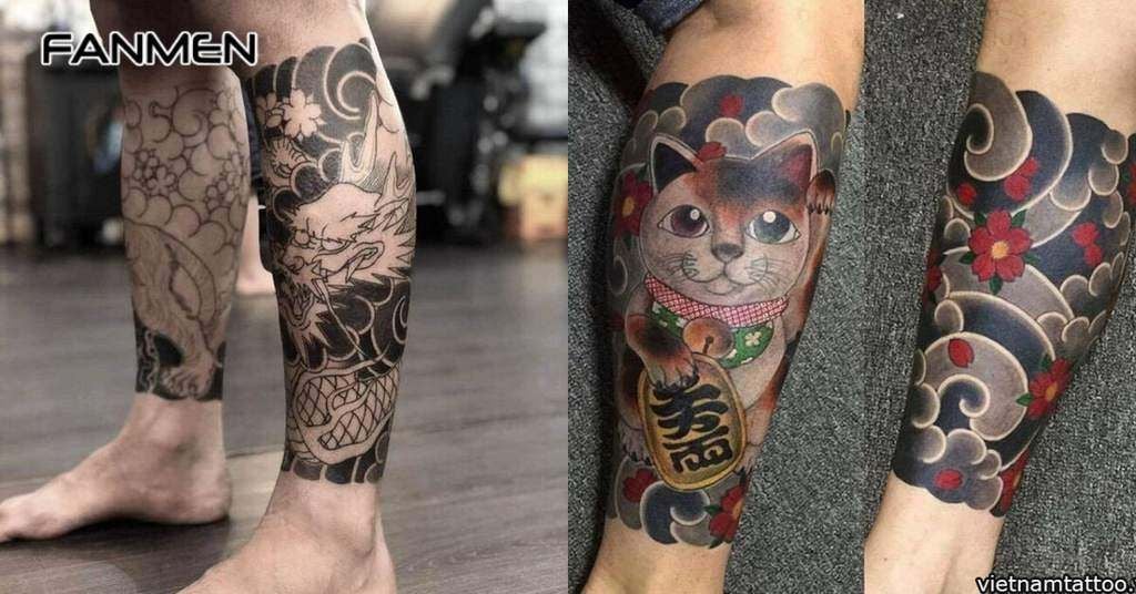 Hình xăm bắp chân phong cách Nhật cổ