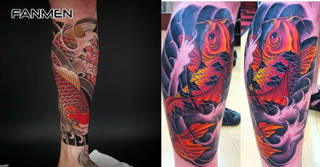 Hình xăm bắp chân cho nam hình cá chép 5