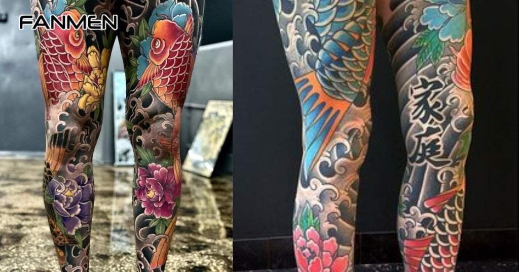 Các hình xăm cá chép full chân 3