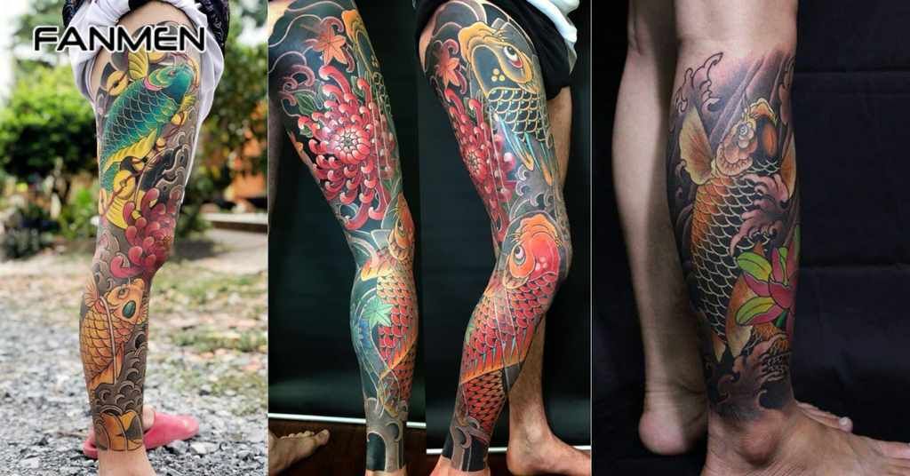 Các hình xăm cá chép full chân