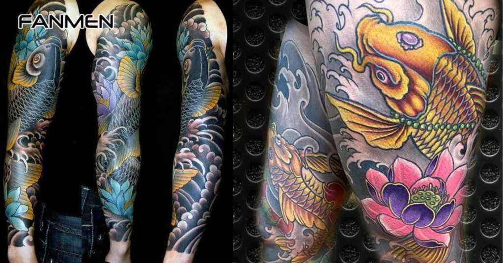Các hình xăm cá chép full chân 1