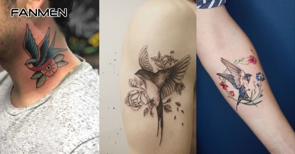 Hình Xăm Chim Én Kết Hợp Yếu Tố Khác