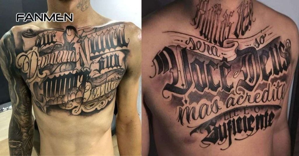 Hình xăm chữ ở ngực nam