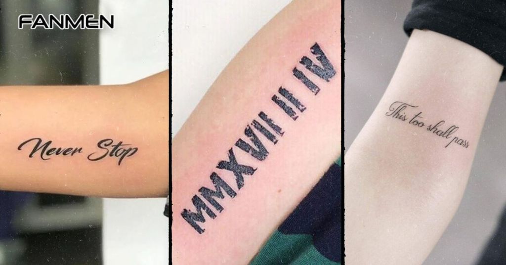 Hình xăm chữ cánh tay nam mẫu 1