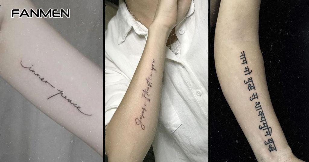 Hình xăm chữ cánh tay nam mẫu 2
