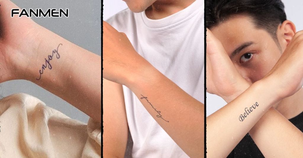 Hình xăm chữ cánh tay nam mẫu 6