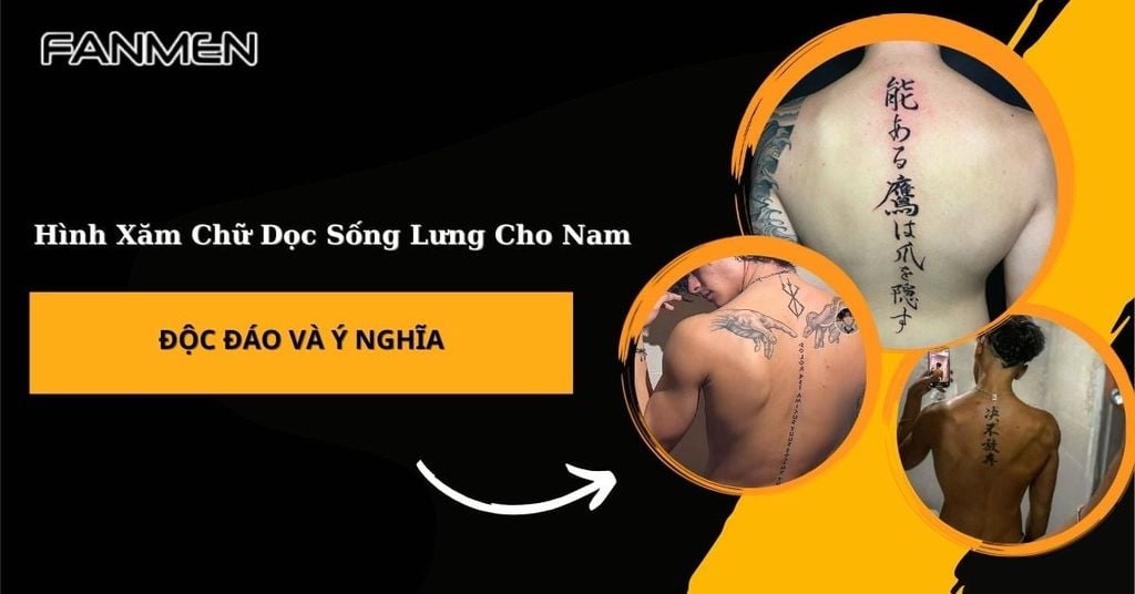 Hình xăm chữ dọc sống lưng cho nam
