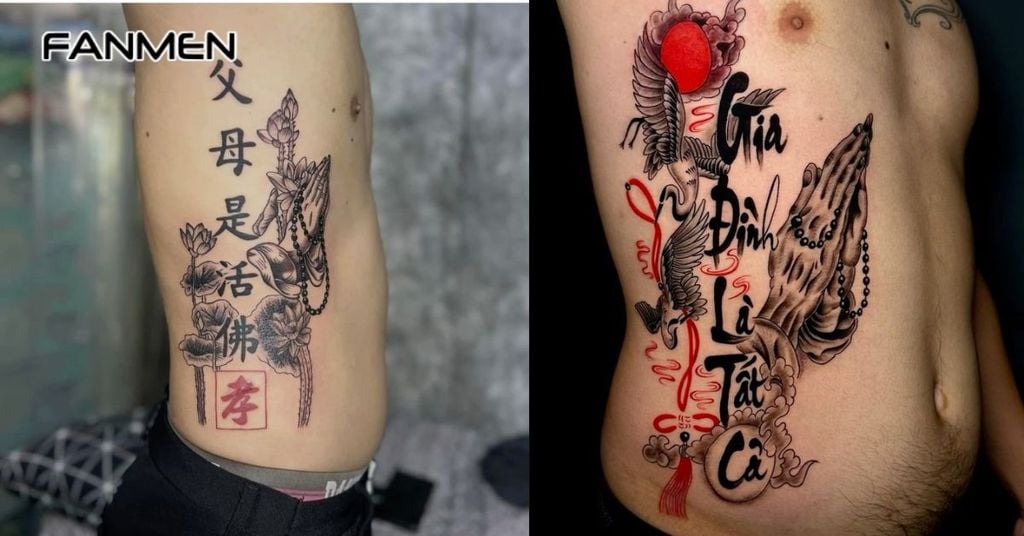 Hình xăm chữ ở hông nam 3
