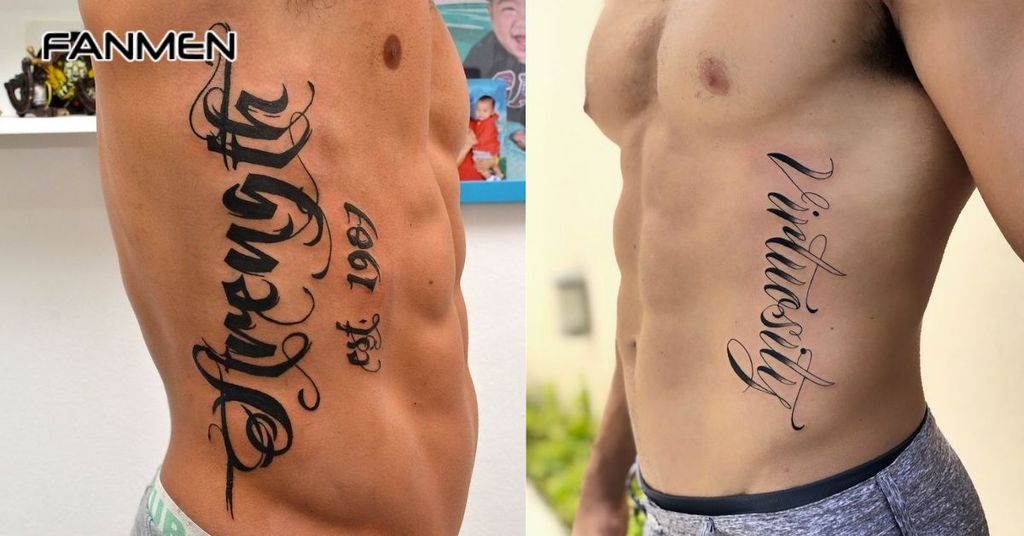 Hình xăm chữ ở hông nam 6