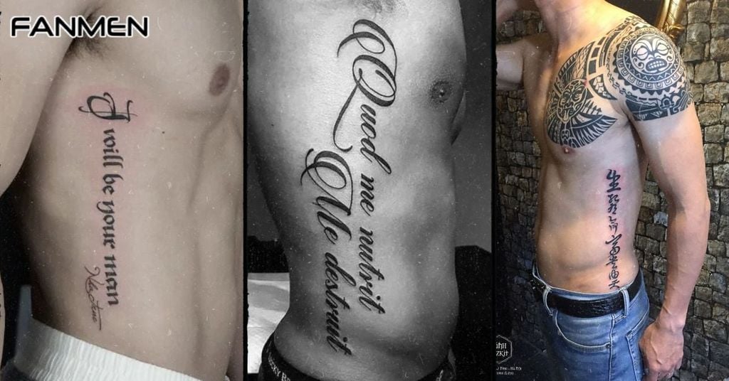 Hình xăm chữ ở mạn sườn cho nam&nbsp;mẫu 8