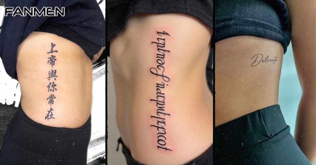 Hình xăm chữ ở sườn nam mẫu 1