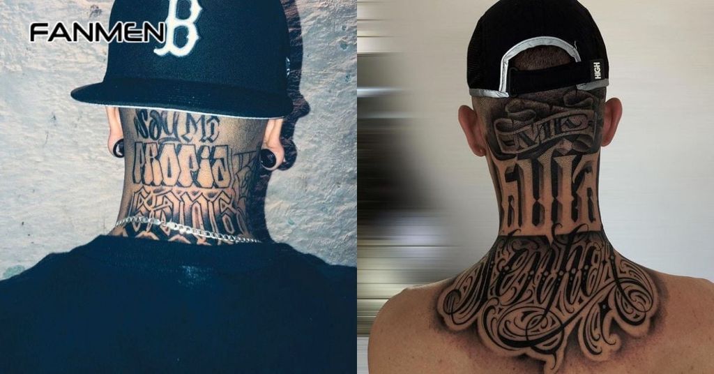 Hình xăm chữ sau gáy nam 13