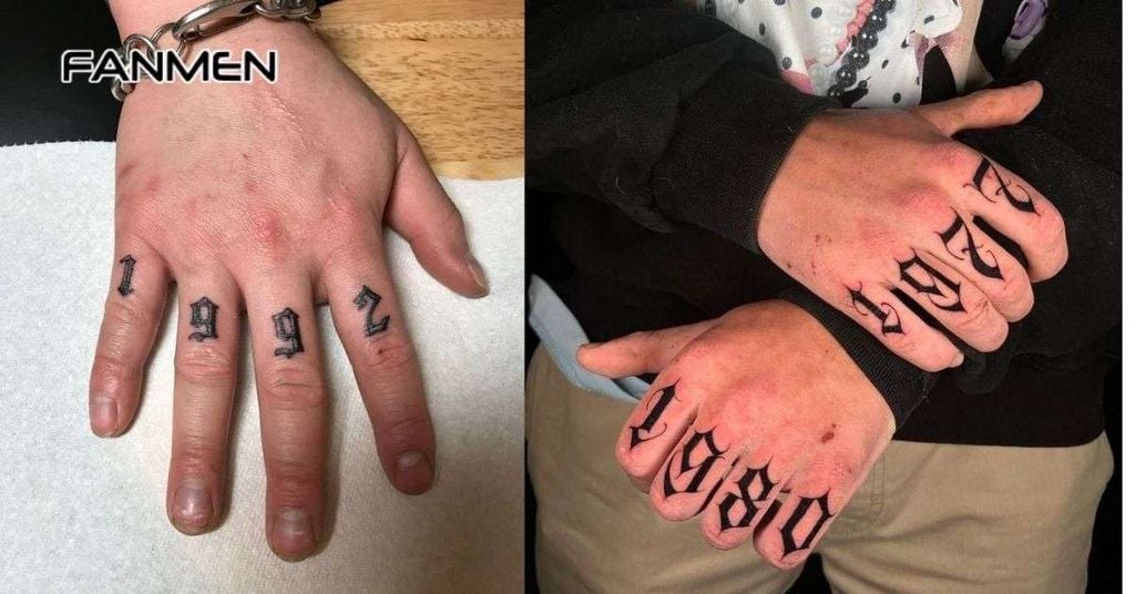 Hình xăm chữ và số ở ngón tay