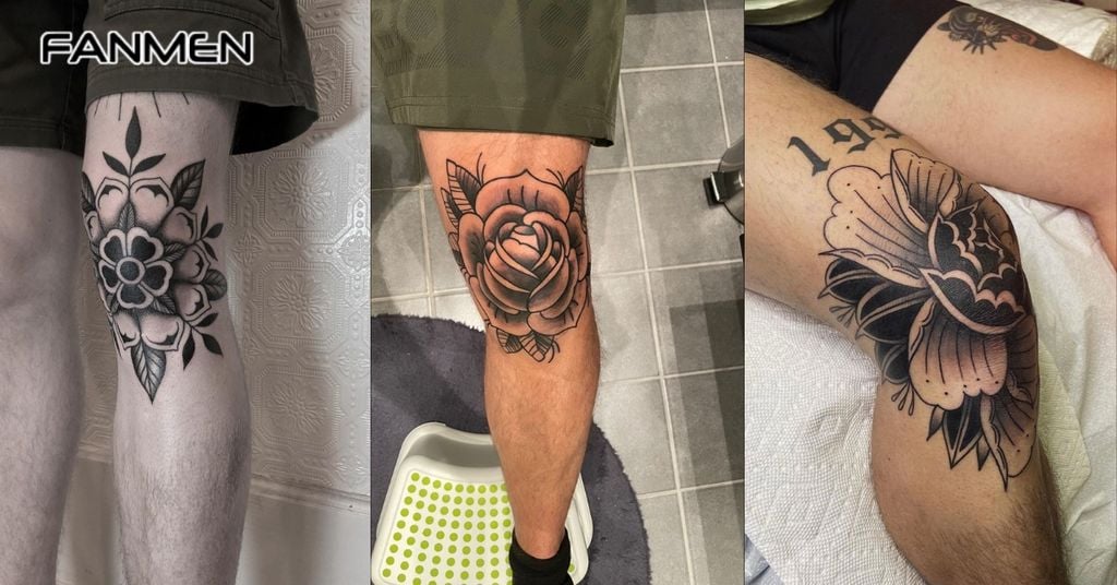 Hình xăm đầu gối các loài hoa 2
