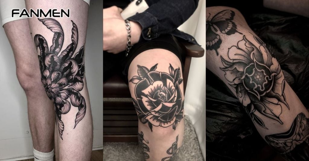 Hình xăm đầu gối các loài hoa 3