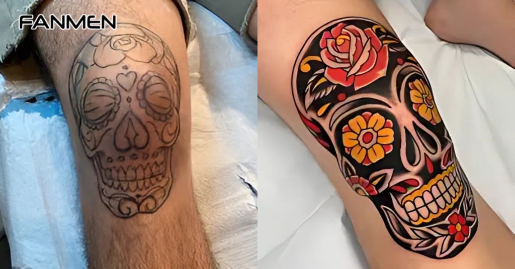 Hình xăm đầu gối đầu lâu 2