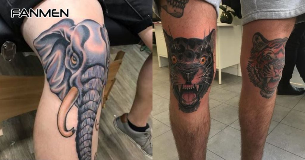 Hình xăm đầu gối động vật hoang dã