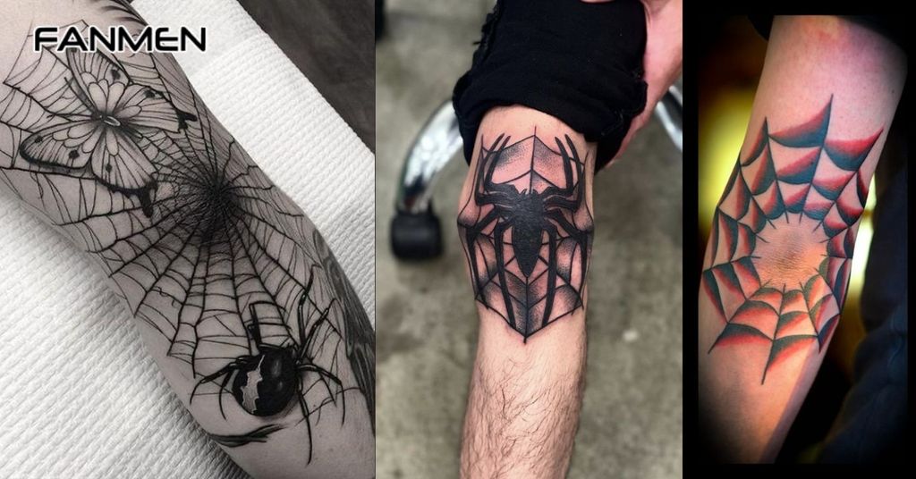 Hình xăm đầu gối mạng nhện 1