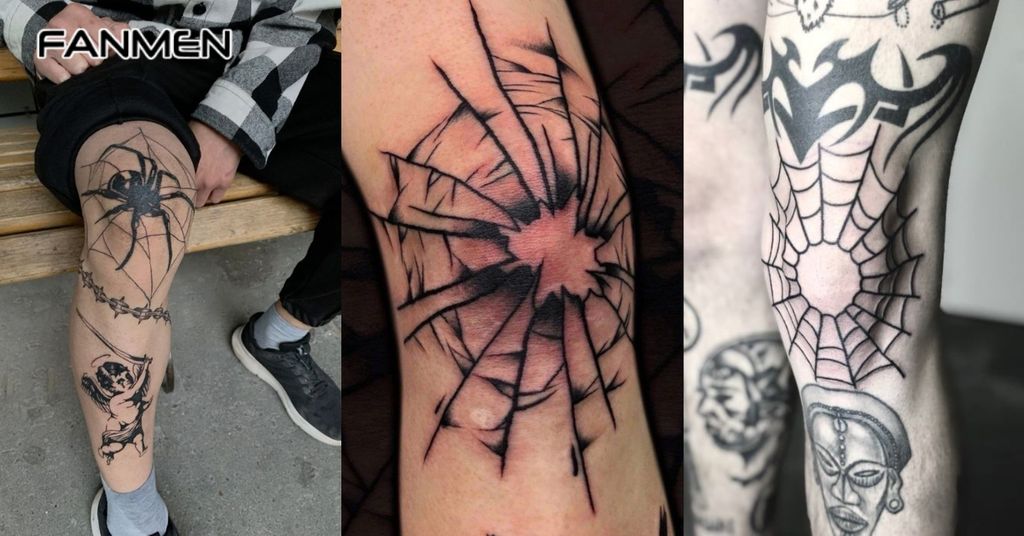 Hình xăm đầu gối mạng nhện 2