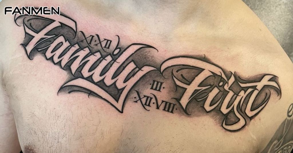 Hình xăm family ở ngực cho nam mẫu 3