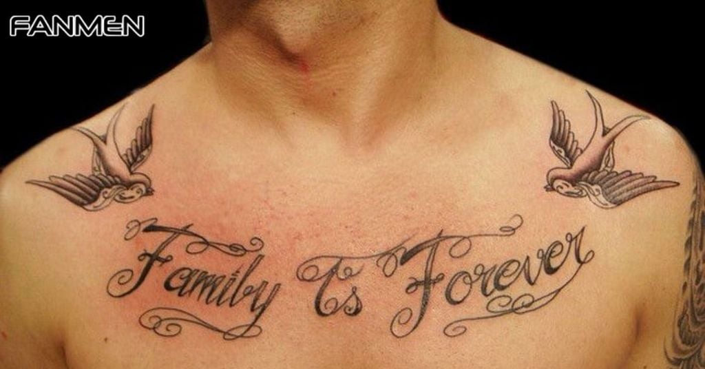 Hình xăm family ở ngực cho nam mẫu 7