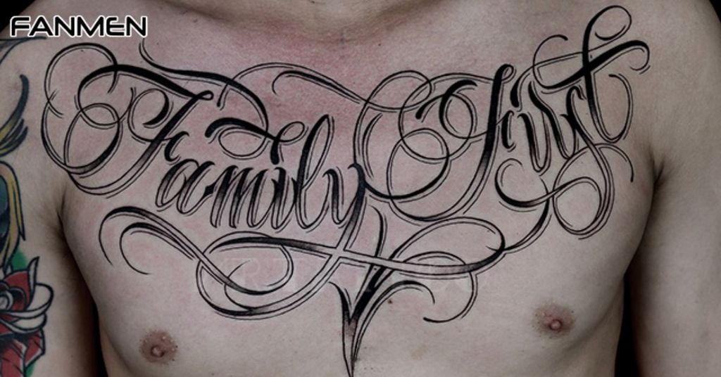 Hình xăm family ở ngực cho nam mẫu 8