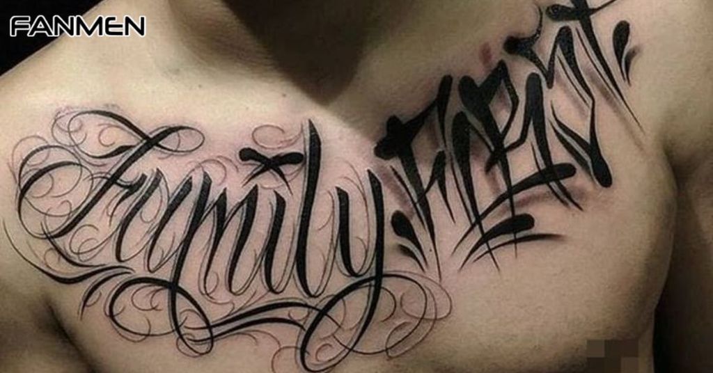 Hình xăm family ở ngực cho nam mẫu 9