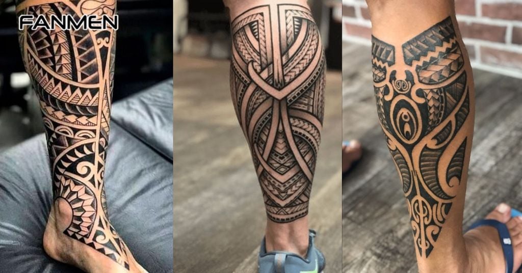 Hình Xăm Full Chân Phong Cách Maori 1