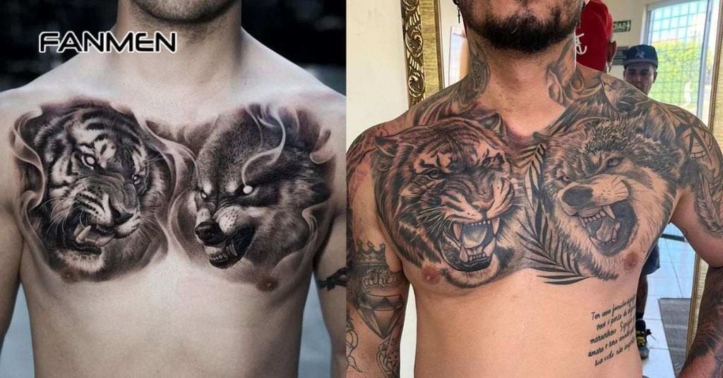 Hình xăm hổ kết hợp yếu tố khác