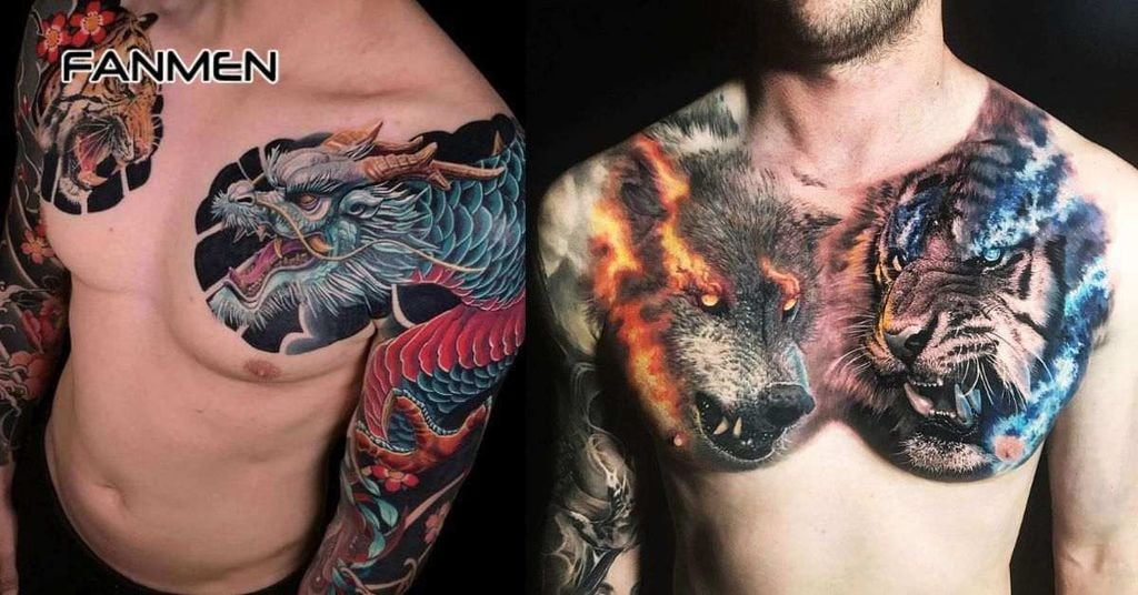 Hình xăm hổ kết hợp yếu tố khác