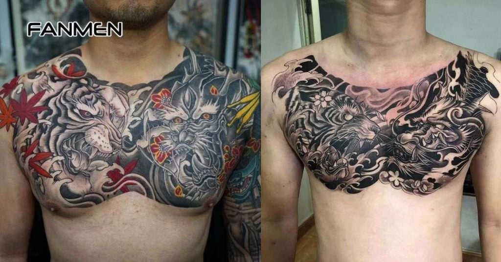 Hình xăm hổ kết hợp yếu tố khác