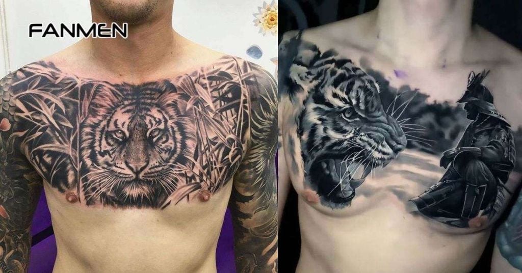 Hình xăm hổ kết hợp yếu tố khác