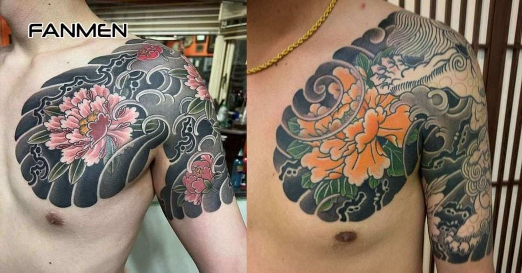 Hình xăm hoa ở ngực nam